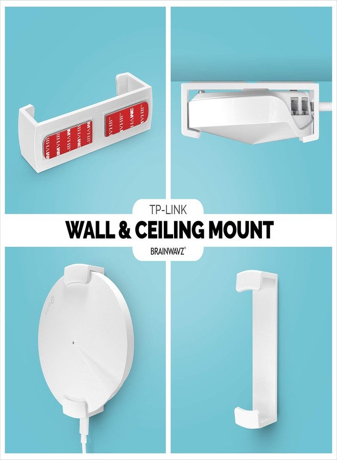 Brainwavz Drill Free Deco M5 & P7 Wall & Ceiling Mount Holder for TP Link, Strong Stick On VHB Tape Bracket, No Screws & No Tools Needed, White - Image 2