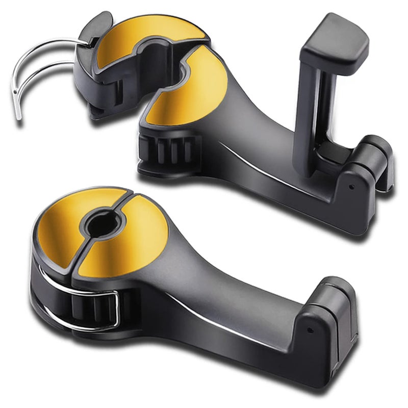SCOVVORD Car Headrest Hidden Hook with Phone Holder Universal 360 Rotation Gold 2 Pack - Image 2