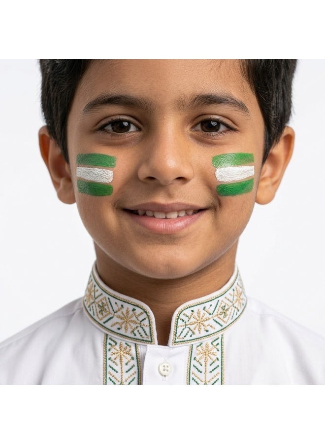 Saudi National Day Face Paint Green & White Stick. Set K.S.A 4-Piece Set, Patriotic Colours, Festival & Parade Use, Arabic Text Design, Pen-Style Applicator - Image 2