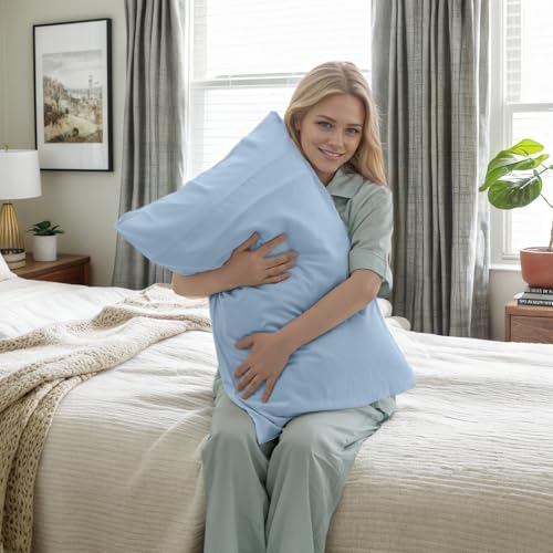 TELUS Pillow Cases Queen Size 2 Pack, Bamboo Rayon Pillowcases with Envelope Closure, Cooling Breathable Pillow Case for Hot Sleepers & Night Sweats, 20x30 inches, Aqua Blue - Image 5
