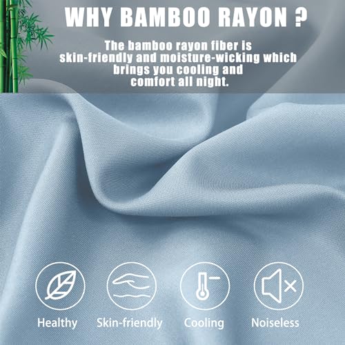TELUS Pillow Cases Queen Size 2 Pack, Bamboo Rayon Pillowcases with Envelope Closure, Cooling Breathable Pillow Case for Hot Sleepers & Night Sweats, 20x30 inches, Aqua Blue - Image 3