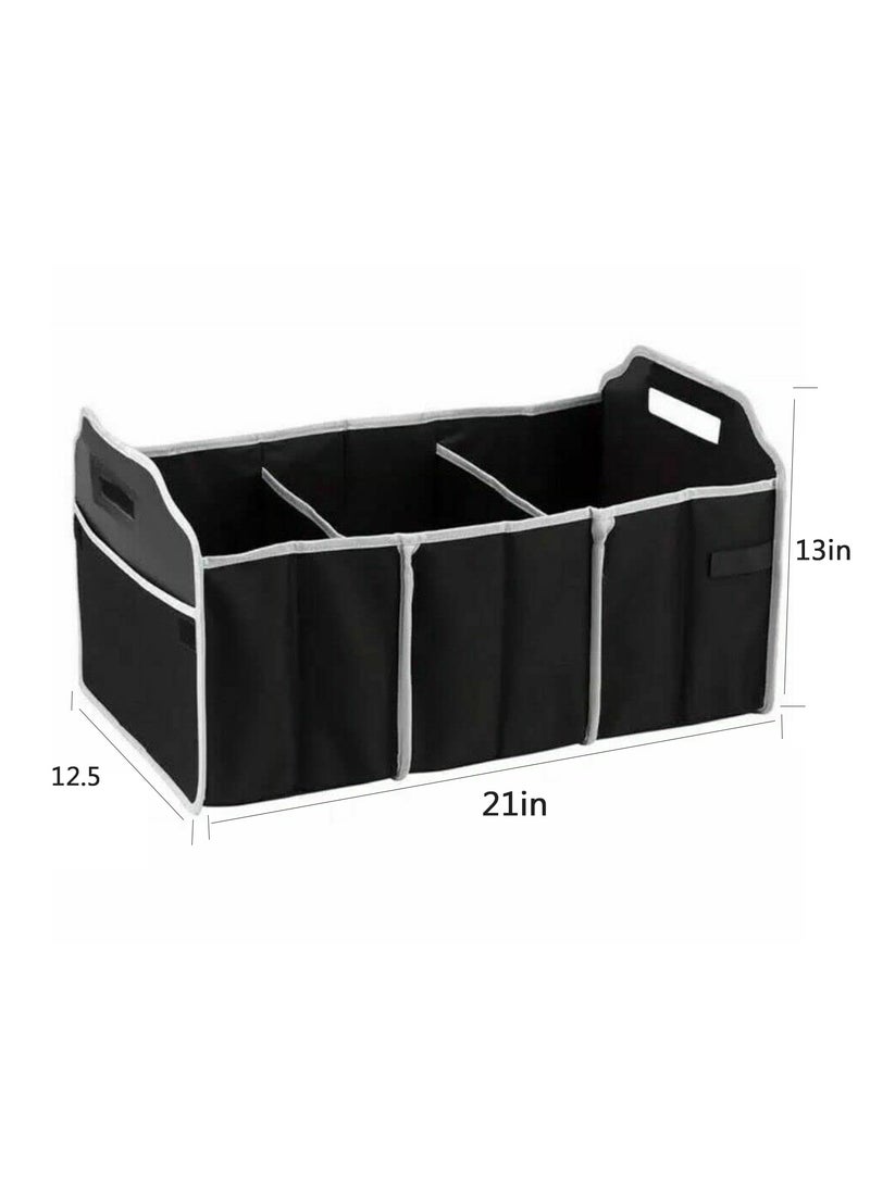 SYOSI - Car Boot Organiser, Foldable Non-slip Tidy Bag with Multi Compartments, Large Capacity Trunk Organizer with Carrying Handle for Car Suv, Jeep, Sedan - Image 1