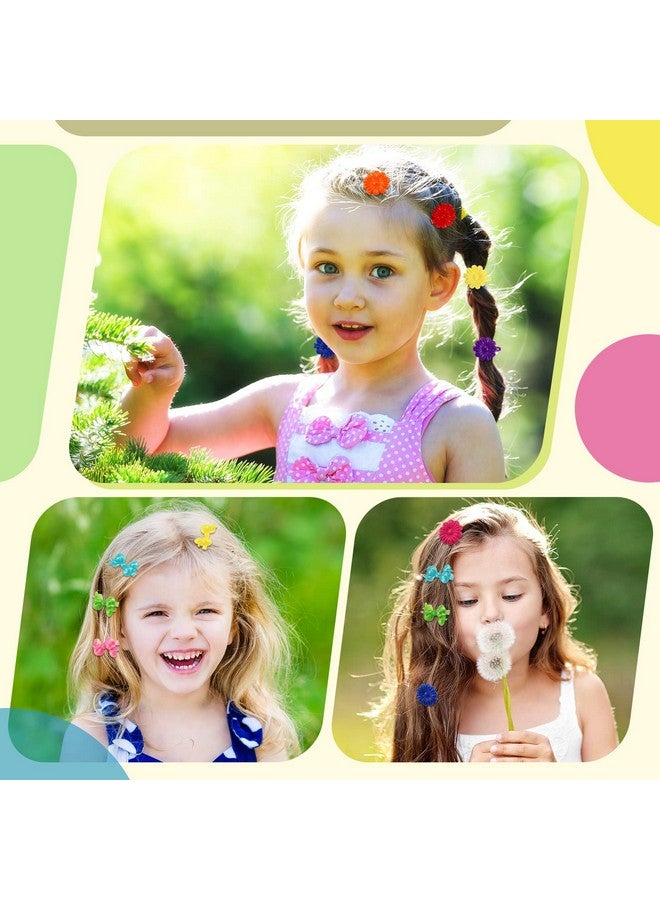 جيجكسين 60 قطعة من مشابك الشعر ذاتية المفصلة للفتيات إكسسوارات شعر على شكل كرة فقاعية من الثمانينيات والتسعينيات ومشابك شعر متنوعة وذيل حصان مرن للأطفال الصغار (تصميم رائع) - Image 4