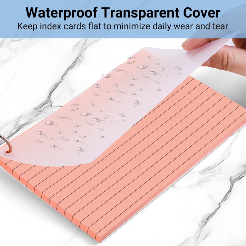 HAUTOCO Colored Index Cards 4x6 Inch 200 PCS Flash Cards with Ring Ruled Notecards with Waterproof Covers Flashcards for Studying Learning School College, 4 Colors - Image 4