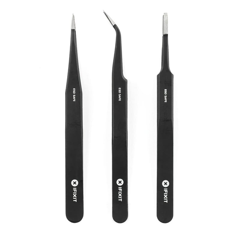 iFixit Precision Tweezers Set Extra Fine Angled Blunt Tips for Electronics Hobby Industrial Professional Craft