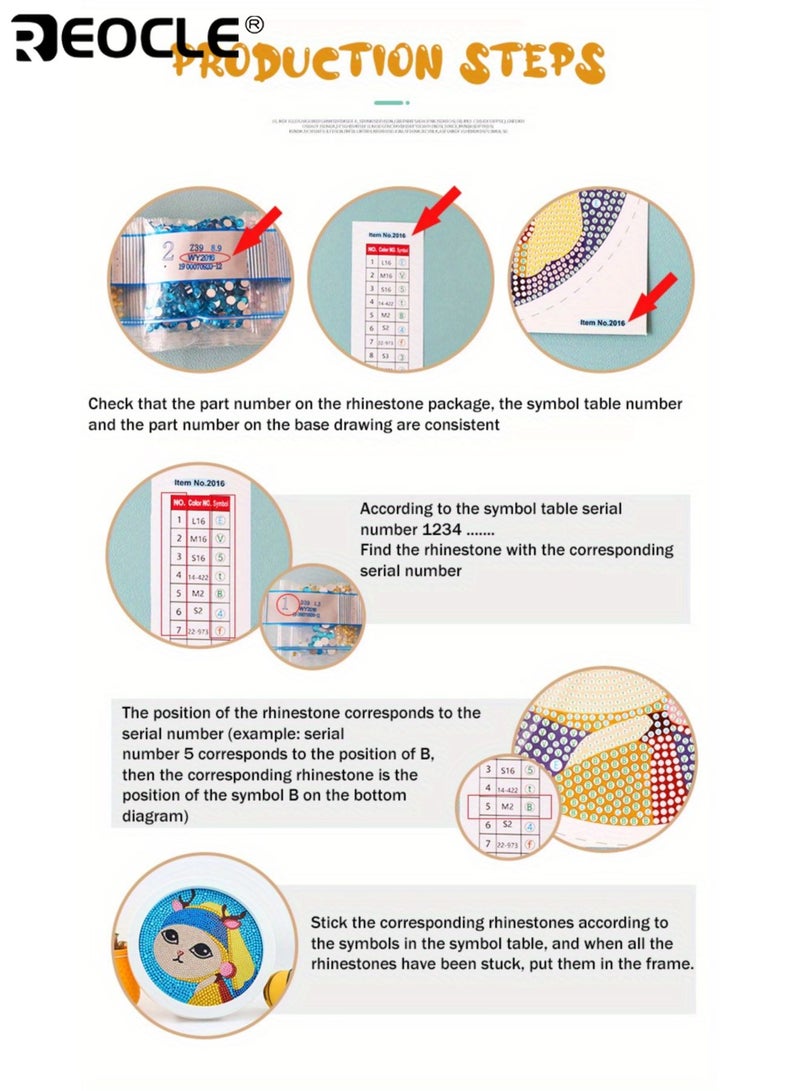 ريوكل مجموعة رسم ماسي للأطفال بتصميم وحيد القرن، مع طقم حفر كامل، طقم حرف يدوية مع ميزة تعليمية لتزيين المنزل، إطارات صور. - Image 3