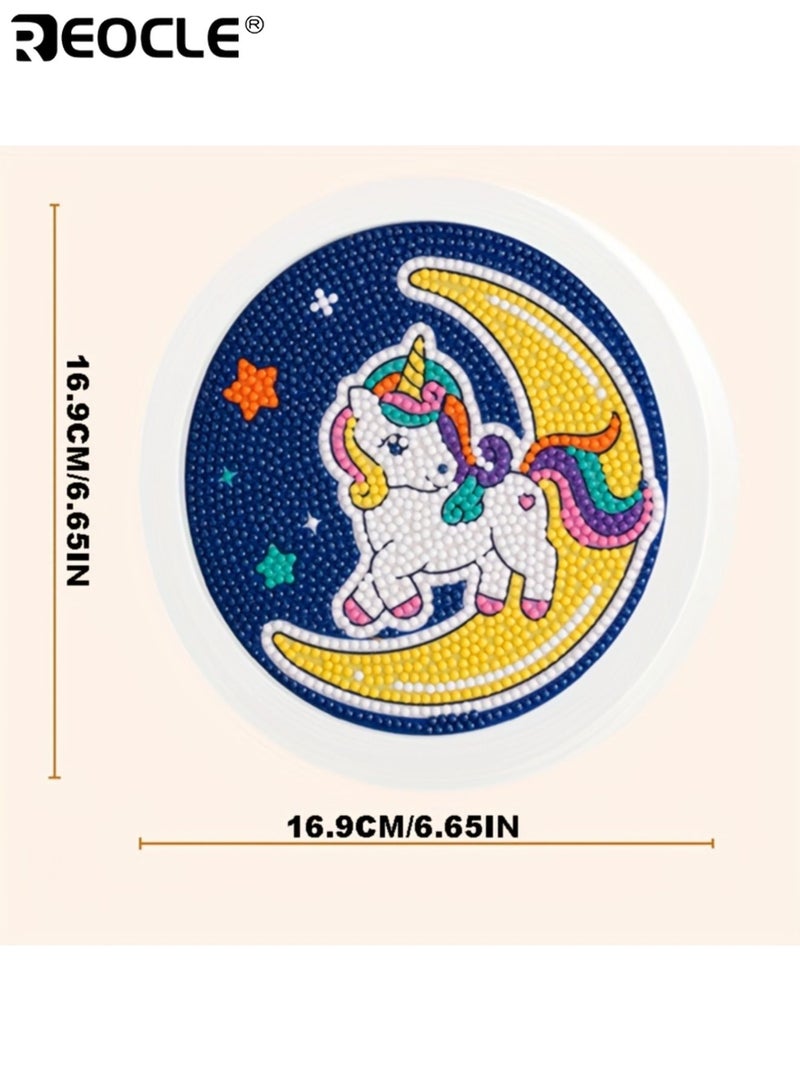 ريوكل مجموعة رسم ماسي للأطفال بتصميم وحيد القرن، مع طقم حفر كامل، طقم حرف يدوية مع ميزة تعليمية لتزيين المنزل، إطارات صور. - Image 5