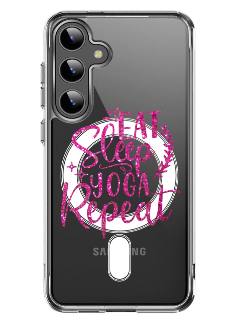 Theodor Magnetic Case for Samsung Galaxy S24 Plus 6.7-inch Compatible with MagSafe Wireless Charging, Shockproof Phone Bumper Cover Eat sleep yoga repeat copy - Image 1