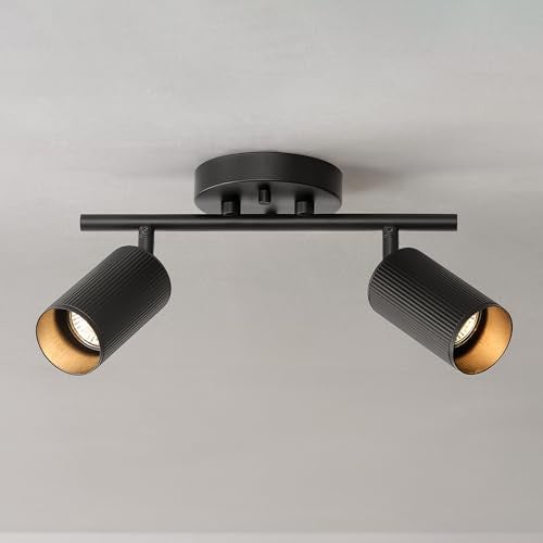 Globe Electric 64000114 2-Light Track Lighting Spotlight, Matte Black Finish, Ribbed Shades, Adjustable Heads, Compact 12-Inch Fixture, GU10 Base, Easy Installation - Image 5