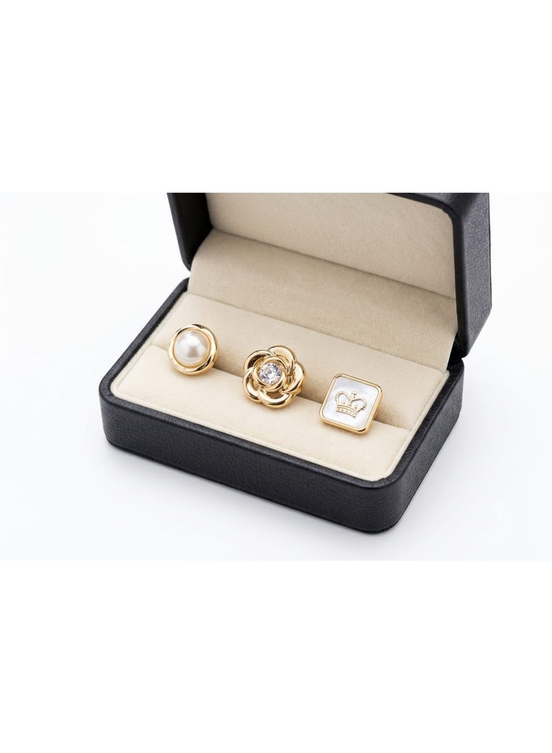 Pin set, 3 pieces, suit jacket pins, elegant brooch accessories for weddings and formal wear - Image 1