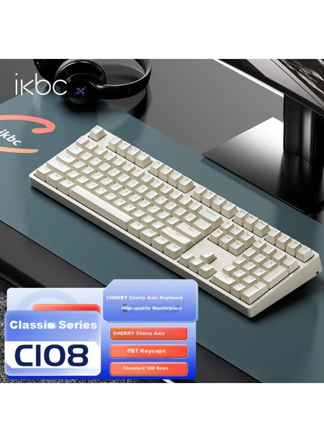 Ikbc C108 Mechanical Keyboard, Wired Mechanical Keyboard With 108 Keys, Gaming Keyboard For Office Typing, Good Feel Computer Keyboard, Cherry Keyboard, New Year Gift, Coffee Color Brown Switch Wired - Image 1