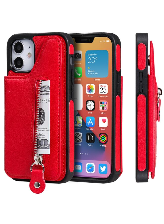 S-TOP Case For iPhone 12 mini Solid Color Double Buckle Zipper Shockproof Protective Case - Image 1