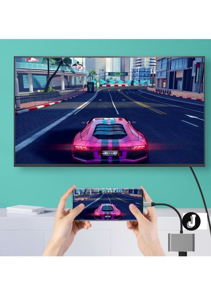 JAJEEK 3-in-1 Type-C to HDTV Converter Adapter – 4K Ultra HD, USB-C Charging, HDMI & USB 3.0 for Laptops, MacBooks, & Mobile Devices - Image 2