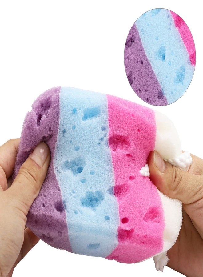 BTYMS 3 Pieces Exfoliating Bath Sponge Body Sponges Shower Loofah Soft Bathing Pouf Foam Lufa Body Scrubber - Image 3