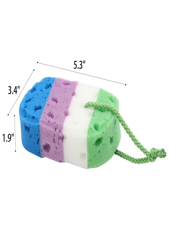 BTYMS 3 Pieces Exfoliating Bath Sponge Body Sponges Shower Loofah Soft Bathing Pouf Foam Lufa Body Scrubber - Image 2