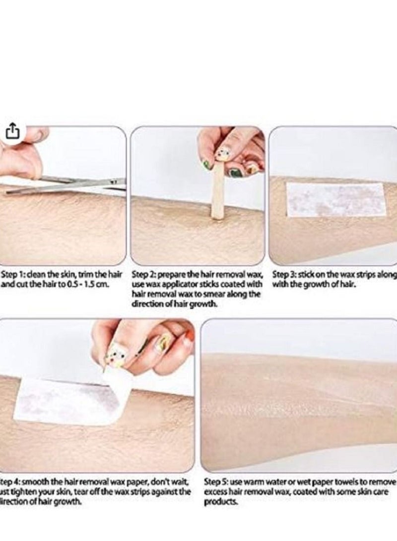 Wax strips for hair removal for the body and legs for dry skin, for removing hair from the face and body, 100 sheets. - Image 2