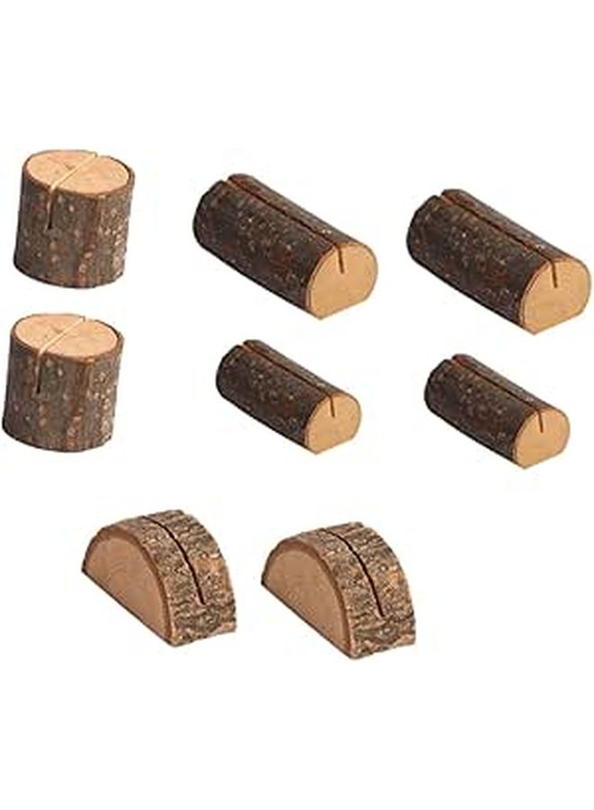 Wooden Memo Holder 8pcs Card Clips with Base for Office Desk Photo Display - Image 1