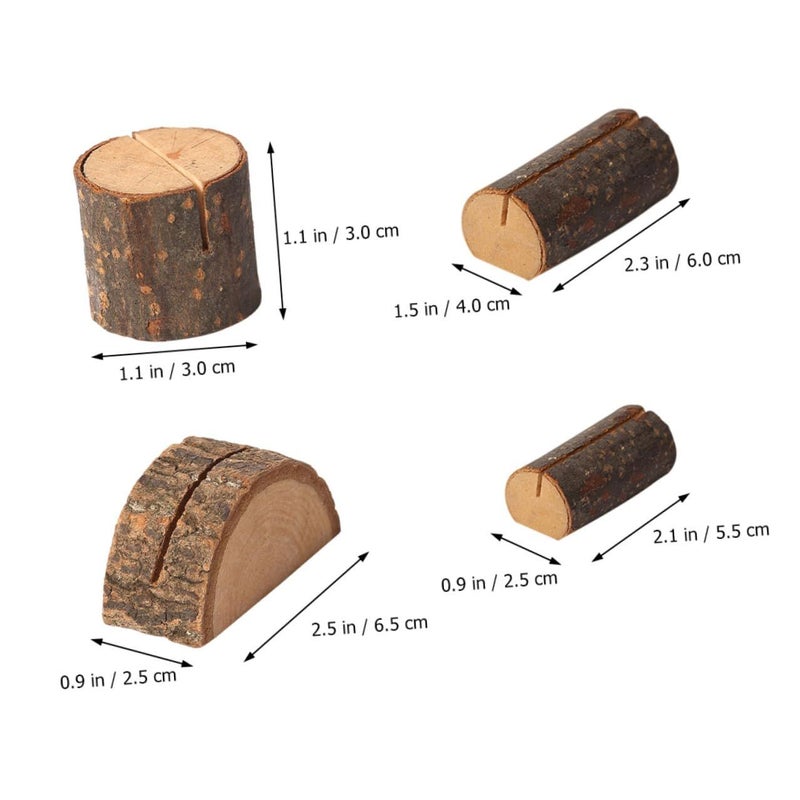 Wooden Memo Holder 8pcs Card Clips with Base for Office Desk Photo Display - Image 3
