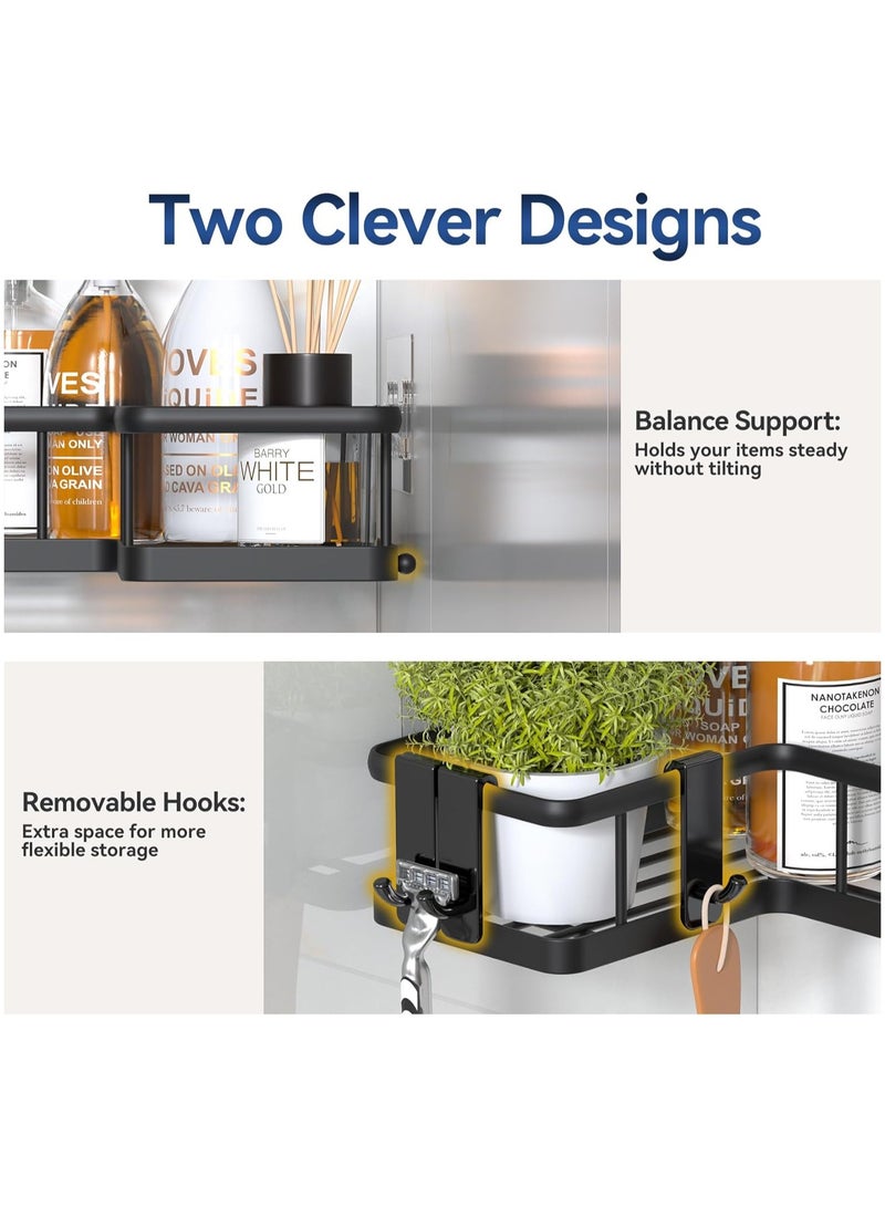 YASONIC Shower Caddy Corner 5Pack Corner Shower Caddy Organizer with 1Hooks Rustproof Shower Storage No Drilling Large Shower Organizer Corner Bathroom Countertop Home Decor Set Black - Image 4