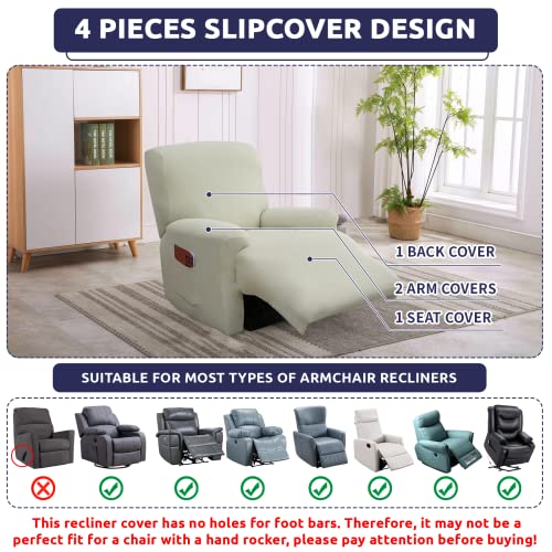 Iauddy Recliner Slipcover-Stretch Soft Slip Reclining Chair Slipcovers 4-Pieces Furniture Protector for Recliner with Pocket Fitted Sofa Couch Cover Lazy Boy Chair Cover - Image 3