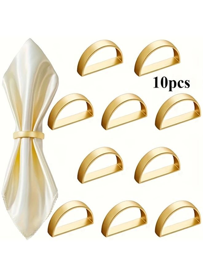 10pcs Golden Stainless Steel Napkin Rings Elegant Modern Metal Holders For Table Settings - Image 1