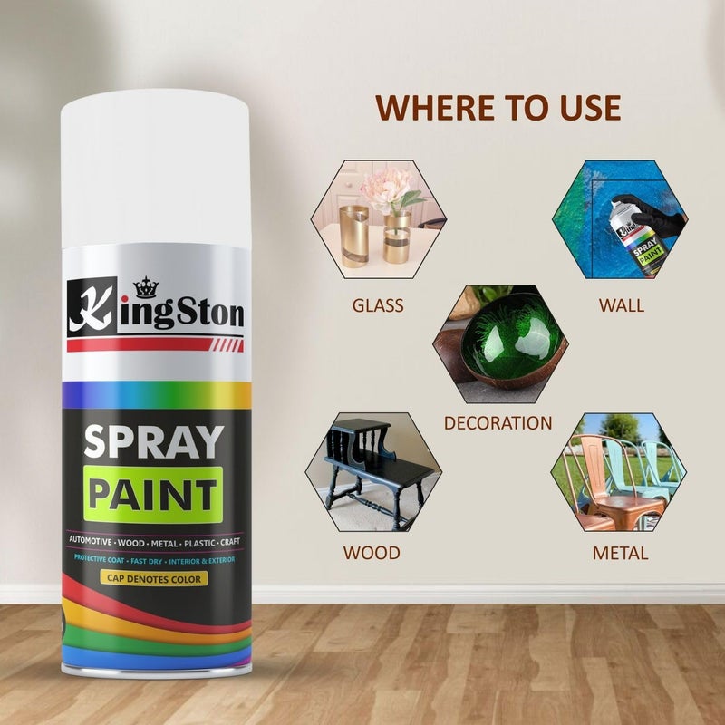 Kingston Acrylic Paint Spray Multi-Surface DIY Paint for Metal, Wood, Wall – 400ml Can - 1Pc (Ivory) - Image 3