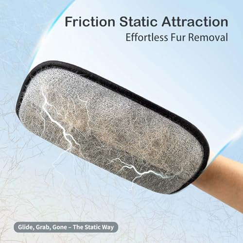 POUPUA Thickened Pet Hair Removal Glove Electrostatic Cat Dog Hair Remover Glove Reusable Magic Brush Pet Hair Remover Tool for Couch Carpet and Car Seat Black1 Pack - Image 3