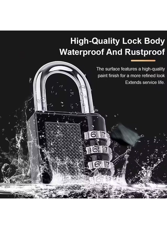 أقفال الأمتعة مع قفل مركب مكون من 4 أرقام وقفل كلمة مرور مع قفل للجسم لحقيبة السفر وحقيبة البدلة وخزائن الصالة الرياضية وأقفال الدراجات - Image 3