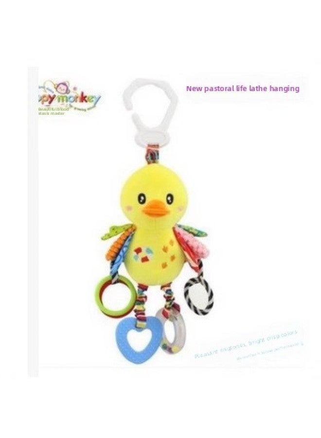 Happy Monkey Baby Animal Rattle Bed Hanging Newborn Baby With Teeth Rubber Bb Ring Paper Car Hanging-Color:HMK Duck Ringing Paper Car Hanger - Image 3