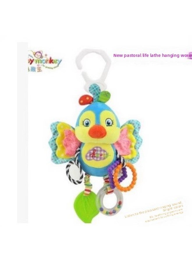 Happy Monkey Baby Animal Rattle Bed Hanging Newborn Baby With Teeth Rubber Bb Ring Paper Car Hanging-Color:HMK Duck Ringing Paper Car Hanger - Image 5