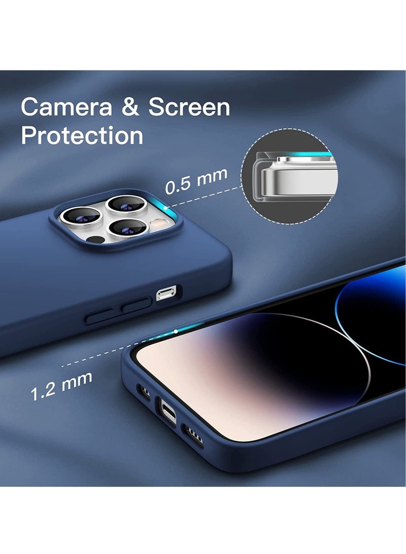 جراب سيليكون لهاتف iPhone 14 Pro Max مقاس 6.7 بوصة، جراب حماية كامل للجسم بملمس حريري ناعم، غطاء مقاوم للصدمات مع بطانة من الألياف الدقيقة (أسود) - Image 4