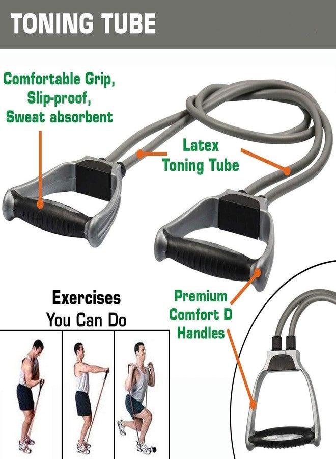 PRT GOLD Double Toning Resistance Tube Heavy Quality Exercise Band for Stretching, Full Body Workout, Home Gym and Toning for Men and Women - Image 2