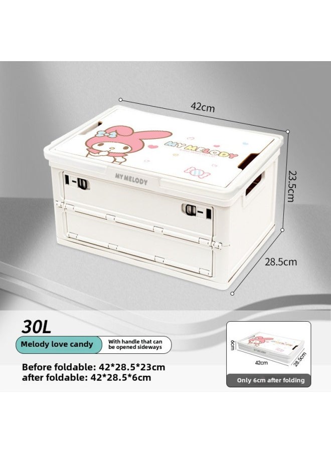 Generic - Kitty Folding Storage Box Outdoor Camping Storage Car Trunk Storage Box Car Girl Camping Storage-Specifications:Melody White 30l With Handle That Can Be Opened Sideways And Folded-Color:Standard - Image 1