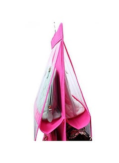 Kuber Industries Kuber Industries Handbag Organizer 6 Pockets For Ladies|Non woven Foldable Bag Organizer For Wardrobe|Transparent With Hanger|Pack of 2 (Pink)  - Image 3