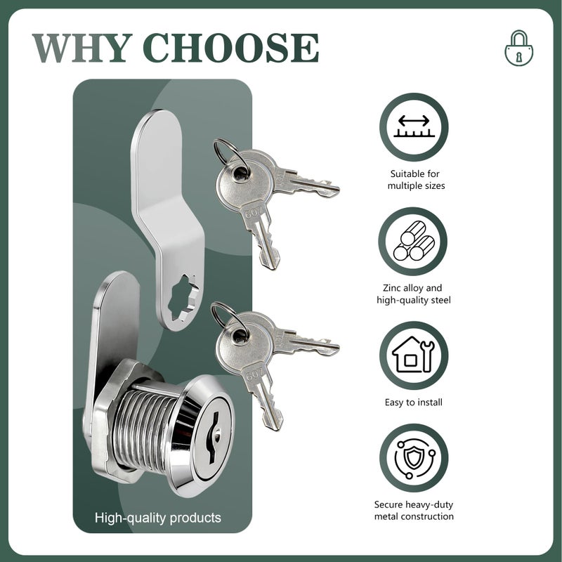 NIANNIAN 3 Packs Cabinet Locks with Keys 5/8" Cam Lock keyed Alike Tool Box Lock for Cabinets Drawer Truck Pickup Tool Box Locks Replacement Zinc Alloy 12 Keys - Image 3