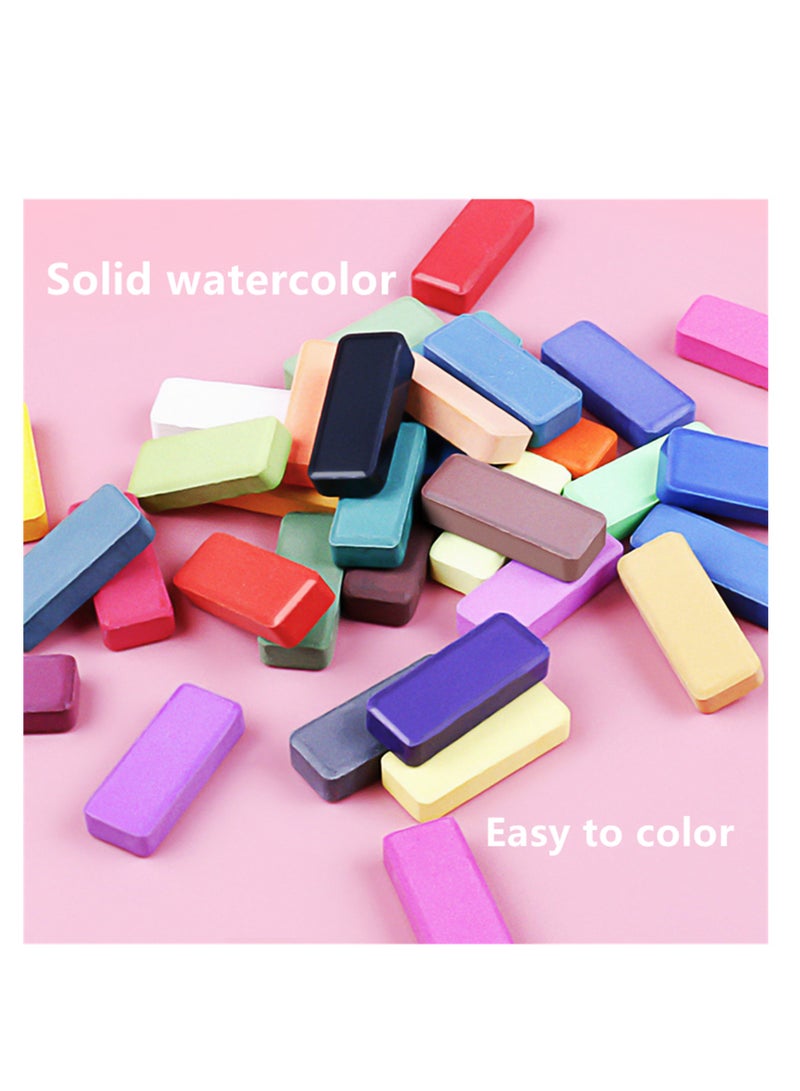 NOVOLAN 48 Colors Solid Watercolor Paint Set Art Supplies Fountain Pen 7 Piece Contains Pencils, Brushes, Fountain Pens, Sponges, Watercolor Paper, Whitening Liquid (Black) - Image 3
