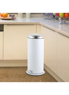 DANUBE HOME Falcon 30L Soft Close Dustbin – Durable Iron Trash Bin with Powder Coating Finish, Silent Lid Closure – Stylish Waste Bin for Kitchen, Office, Bathroom White 35 X70 Cm  - Image 1