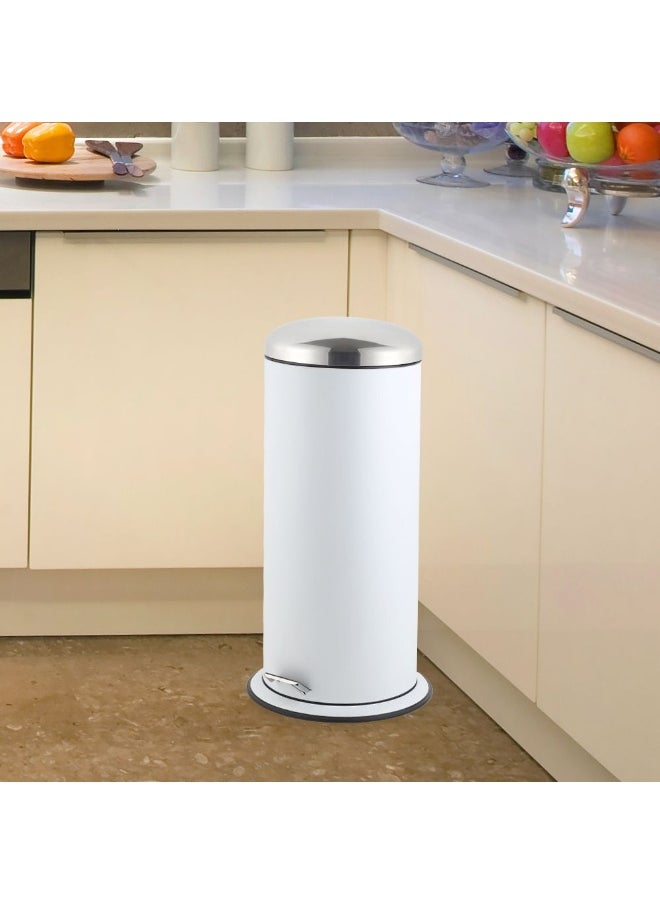 DANUBE HOME Falcon 30L Soft Close Dustbin – Durable Iron Trash Bin with Powder Coating Finish, Silent Lid Closure – Stylish Waste Bin for Kitchen, Office, Bathroom White 35 X70 Cm  - Image 1