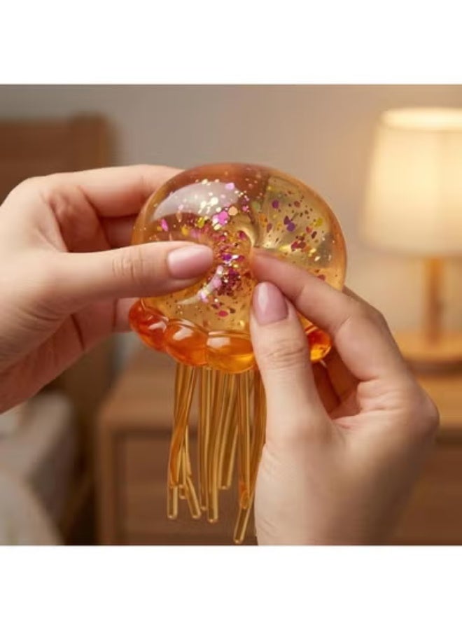 ATRJSZ Glitzer Qualle Squishy Toy with Movable Tentacles - Soft TPR Fidget Toy for Children and Adults - Sensory Stress Relief Toy for Office, School, Travel - Anxiety Solution As a Gift - Image 4