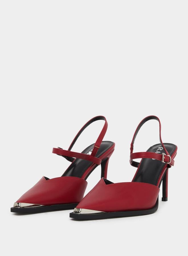 RAID Maliya Red Pointed Toe Shoes with Metal Trim - Image 2