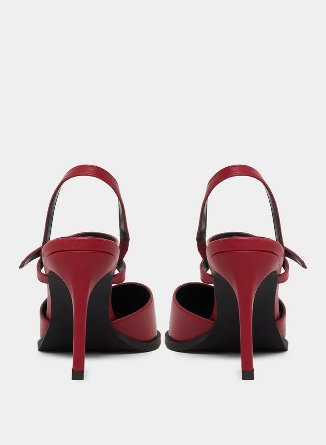 RAID Raid Maliya Red Pointed Toe Shoes with Metal Trim