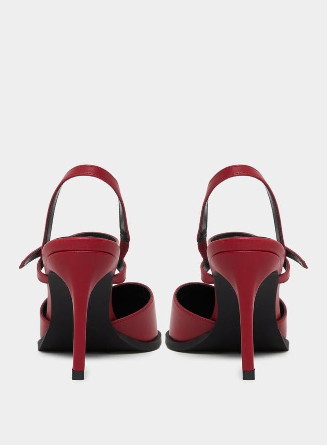 RAID Maliya Red Pointed Toe Shoes with Metal Trim - Image 4