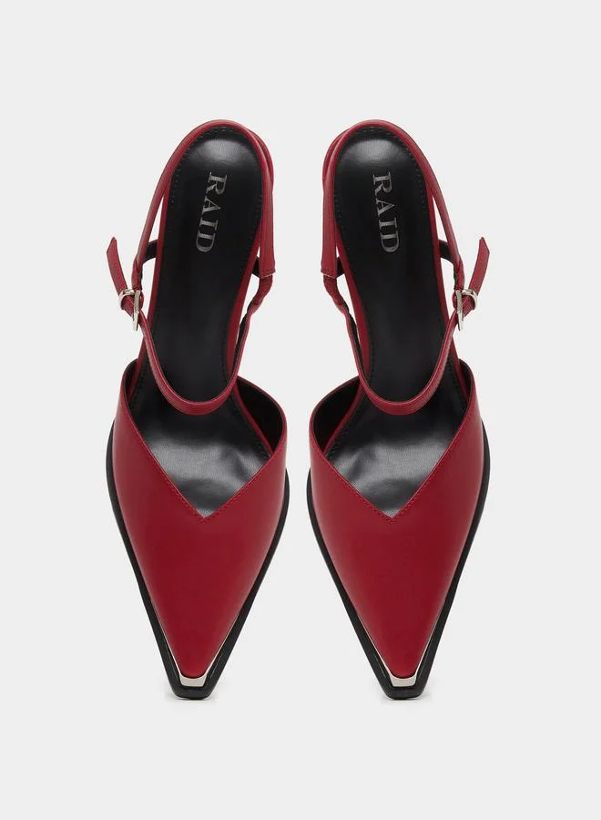 RAID Raid Maliya Red Pointed Toe Shoes with Metal Trim