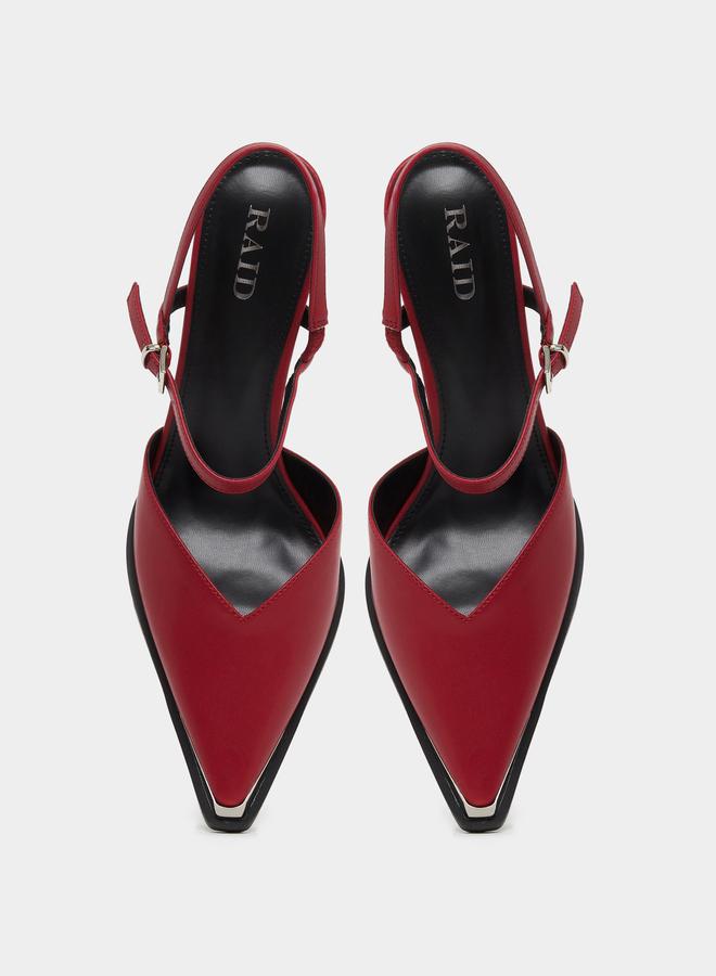 RAID Maliya Red Pointed Toe Shoes with Metal Trim - Image 5