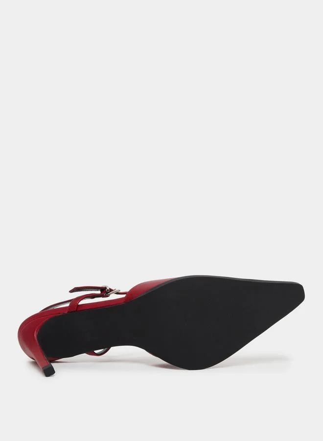 RAID Raid Maliya Red Pointed Toe Shoes with Metal Trim