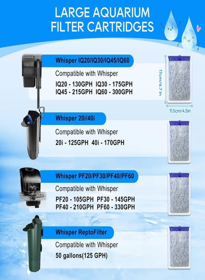 Cunina 12-Pack Filter Cartridges Large Compatible with Tetra Whisper Bio-Bag Aquarium Filters, Fish Tank Filters Replacement for Aquariums for Whisper Filter 20i 40i/ IQ 20 30 45 60/ PF20 30 40 60 - Image 2