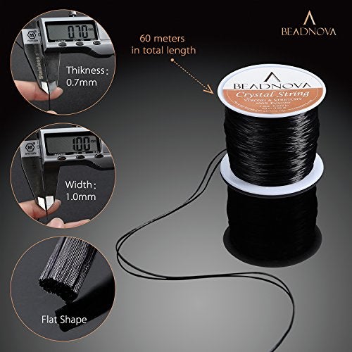 BEADNOVA 1mm Elastic Stretch Crystal String Cord for Jewelry Making Bracelet Beading Thread 60m/roll (Black) - Image 3