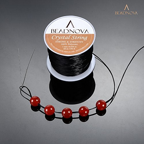 BEADNOVA 1mm Elastic Stretch Crystal String Cord for Jewelry Making Bracelet Beading Thread 60m/roll (Black) - Image 4