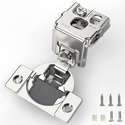 Furniware 10 Pieces 1-1/2 inch Overlay Soft Close Cabinet Hinges for Face Frame Cabinet, Stainless Steel, 105° Opening Angle, Concealed Self Closing Door Hinges- 3 Way Adjustment - Image 1