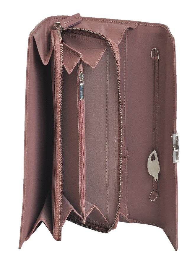 MANDAVA Genuine Nappa Leather Ladies Hand Bag With Lock (PINK) - Image 4